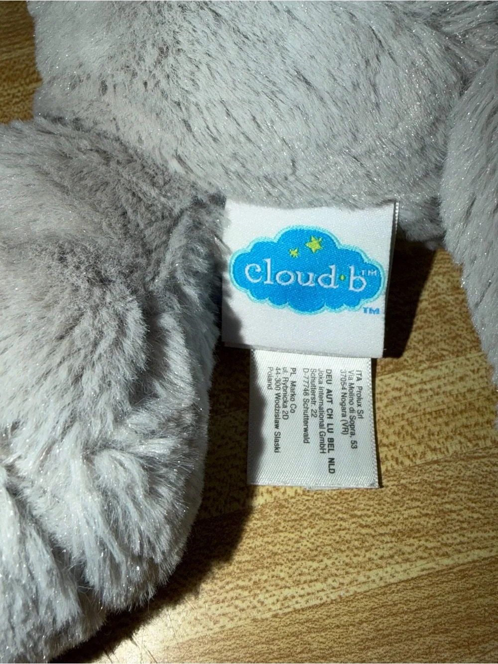 Cloud B twilight buddy Gray Plush Night Light Elephant with Star Projector